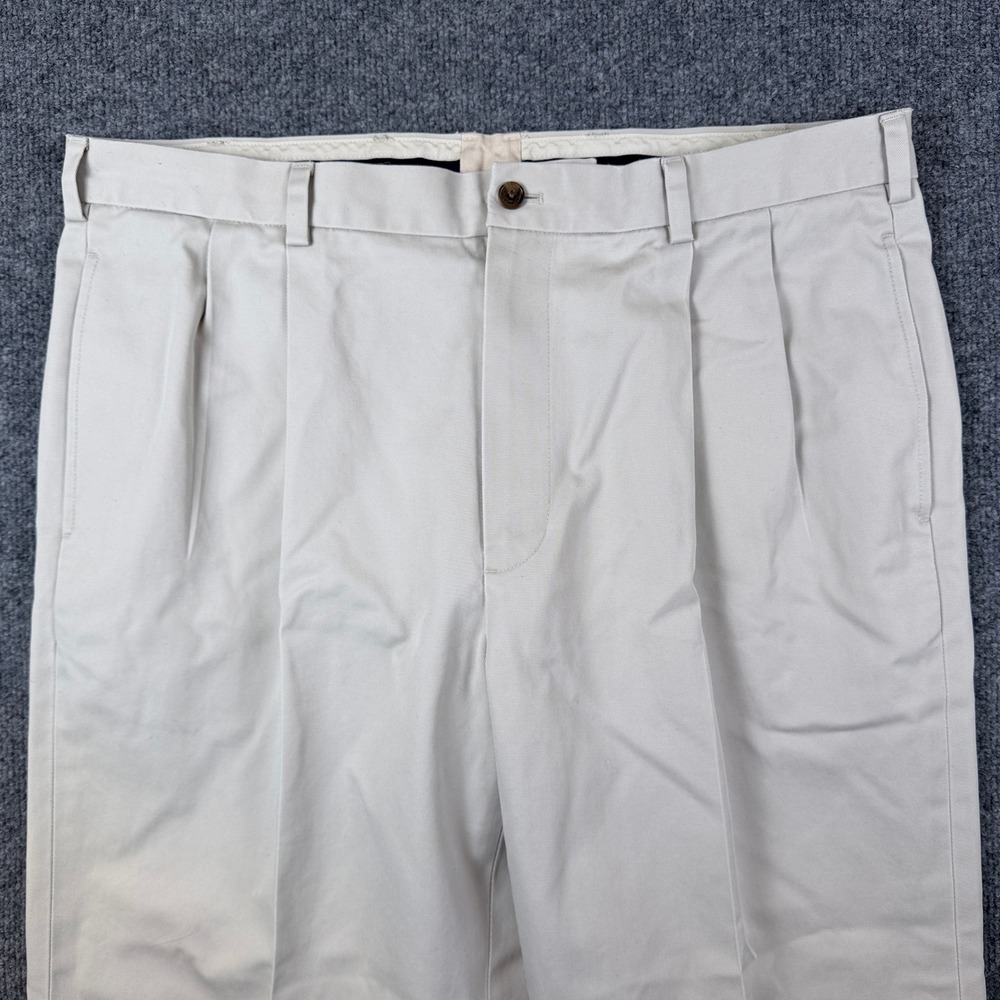 Brooks Brothers Pleated Pants Mens 37x30 Fits 38x28 Beige Advantage Chino Elliot - Picture 5 of 11